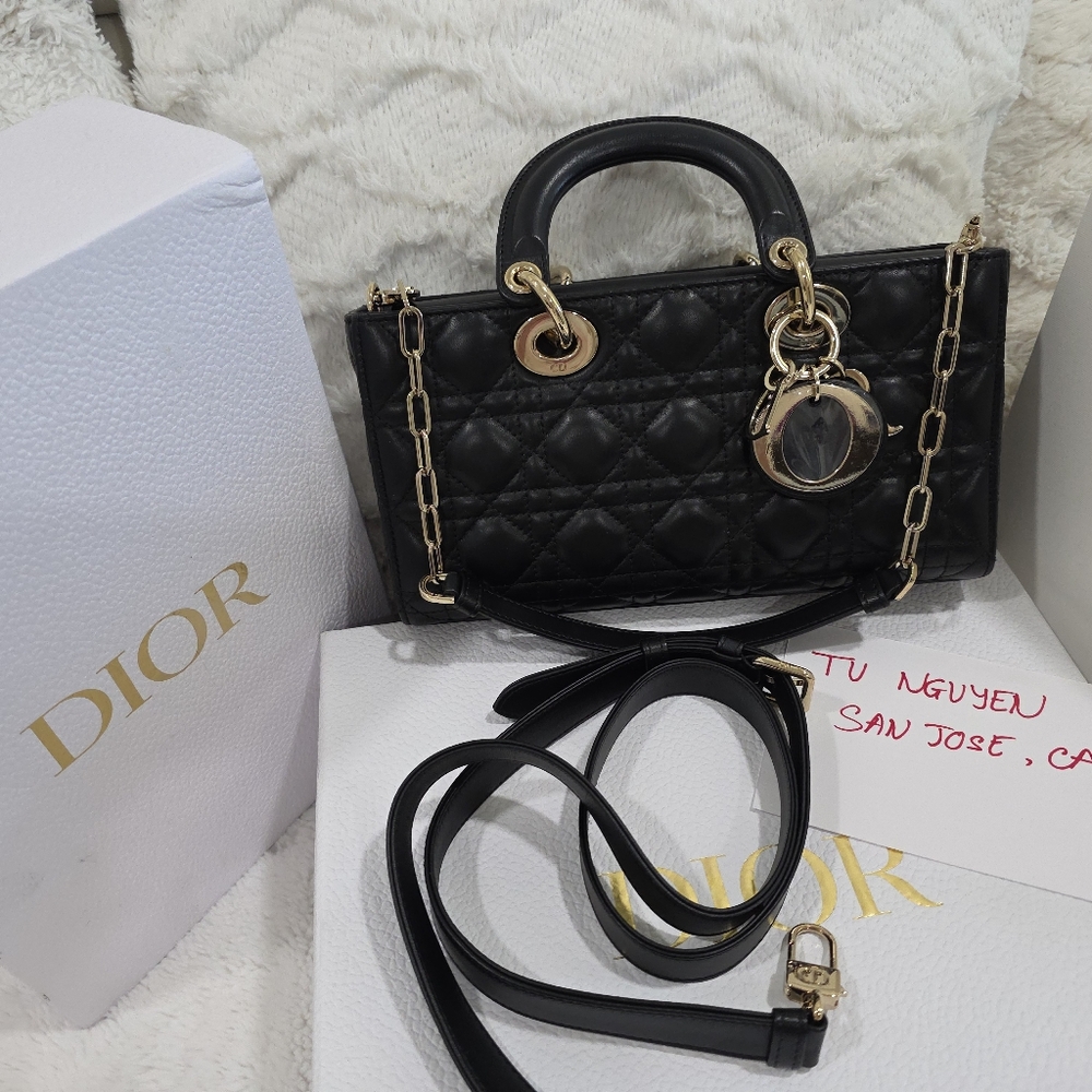 Dior Lady D Joy Medium Black Quilted Leather Handbag
